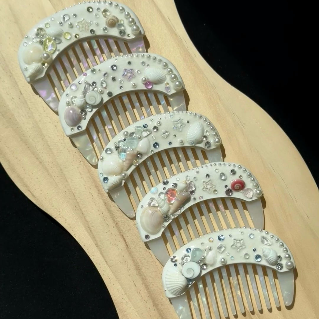 Mermaid Princess Comb, Handmade from Natural Shells